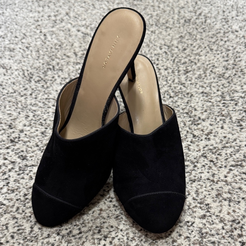 Ann Taylor Black Suede Mules